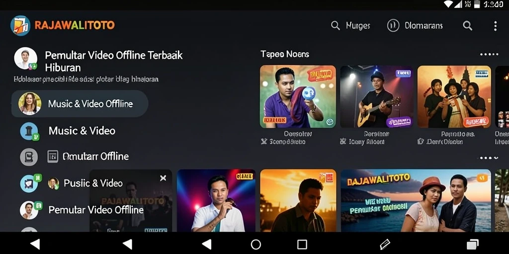 Antarmuka intuitif RAJAWALITOTO untuk pemutar video offline.