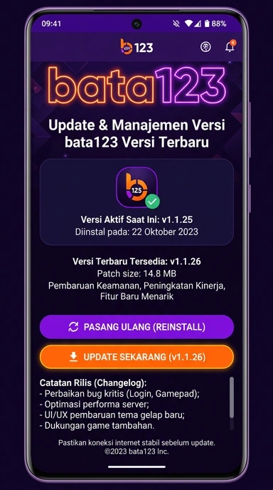 Tampilan riwayat versi bata123